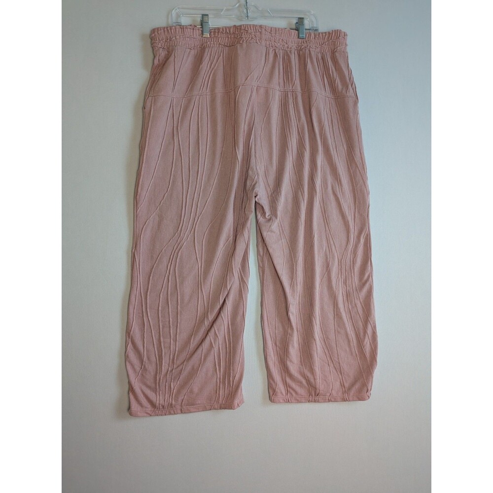 Coco + Carmen Womens Lounge Pants XXL Wide Leg Cropped Pink Hippie Vibe Elastic - Picture 6 of 14